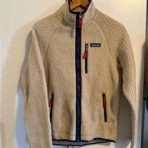 Patagonia Tan Fleece Jacket with Red Accents